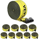VEVOR Truck Straps, 4" x 30' Tie Down w/Flat Hooks 18,000lbs Break Strength | Flatbeds, Trucks, Trailers, Farms, Rescues, Tree Saver, Heavy Duty WLL# 6000lbs, Cargo Straps tie Down, Yellow (10 Pack)