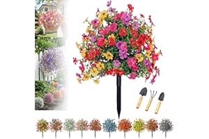 Artificial Flowers for Outdoors Decoration, UV Resistant Waterproof No Fade Faux Floral with Stakes, Garden Porch Patio, Arti