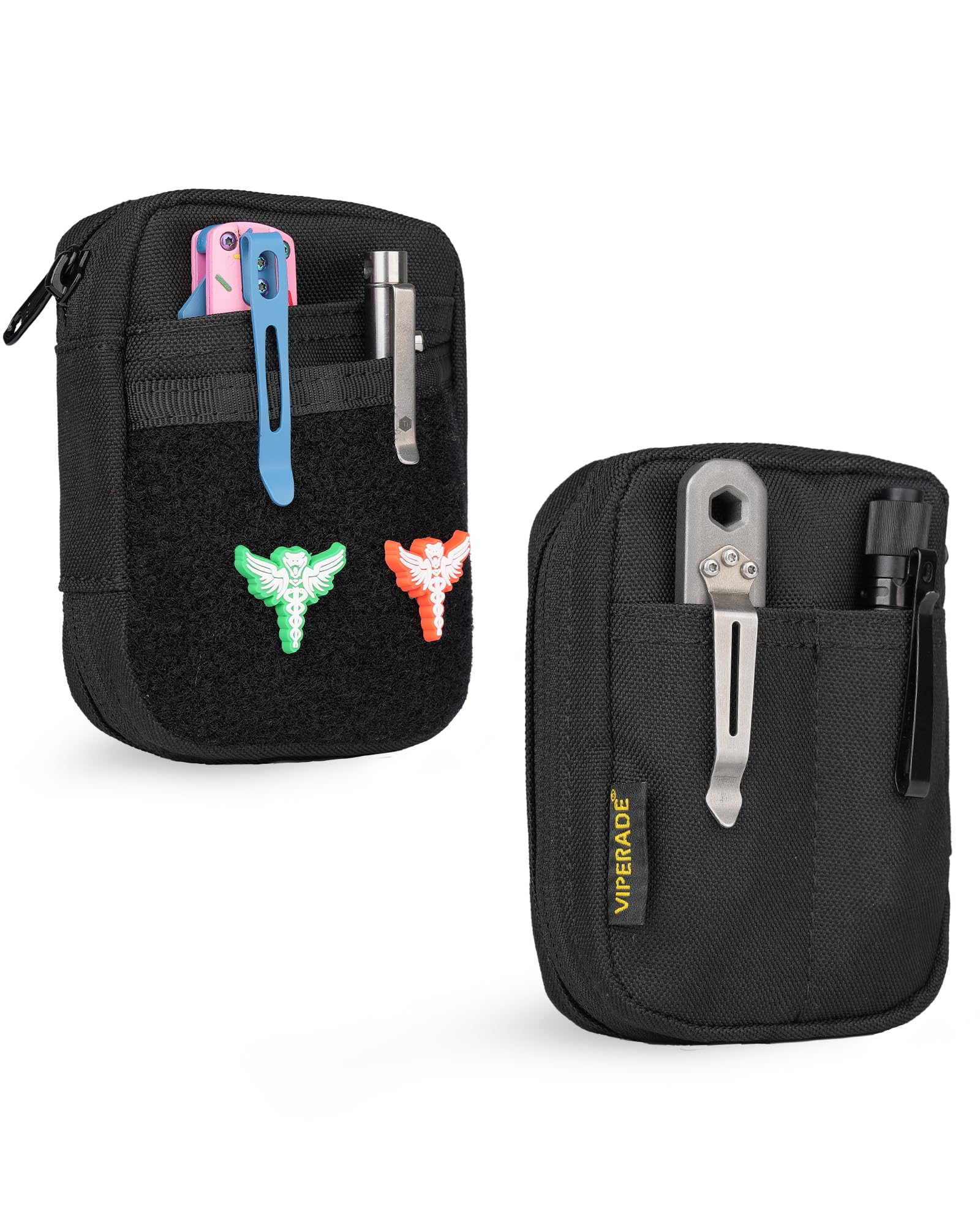 VIPERADE VE31 EDC Pouch Organizer Mini Tool Organiser, Small Pocket Organizer, YKK Zipper Pocket EDC Utility Admin Pouch for Camping Bush Craft/Digital Storage/Traveling/Hiking - Black