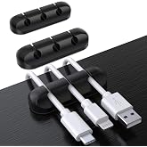 SOULWIT Cable Holder Clips, 3-Pack Cable Management Cord Organizer Clips Silicone Self Adhesive for Desktop USB Charging Cable Nightstand Power Cord Mouse Cable Wire PC Office Home - Black