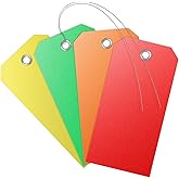 Uniclife 120 Pcs Plastic Tags for Labeling 4 Colors, 4.7"x 2.36" Plastic Shipping Tag with Wire Writable Waterproof Tag Price Tags with Reinforced Eyelet Blank Hang Label for Luggage