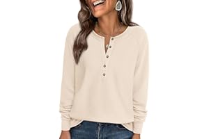 PRETTYGARDEN Women Long Sleeve Waffle Knit Shirts 2025 Fall Casual Button V Neck Loose Henley Tops Basic Tees Winter Clothes