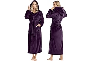 NY Threads Women's Fleece Hooded Bathrobe Plush Long Robe