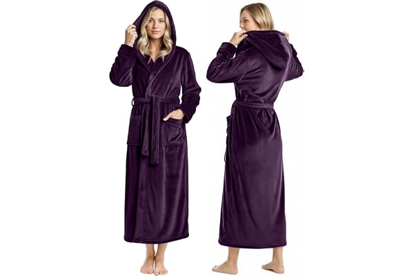 Premium Ultra Soft Robes for Women with Hood Plush Fleece Long Bathrobe