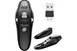 DINOFIRE USB Type C Presentation Clicker Wireless Presenter Remote Clicker for PowerPoint Presentations with Red Pointer, PowerPoint Clicker Slide Advancer for Mac/Laptop/Computer/Class/Office