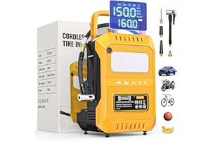 Tire Inflator Portable Air Compressor Compatible with Dewalt 20V Battery, 160PSI Air Pump Cordless with Dual Digital Screen, 