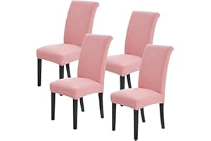 Joccun Chair Covers for Dining Room Set of 4, Dining Chair Slipcovers Stretch Dining Room Chair Covers Seat Protector,Washable Parsons Chair Cover for Home,Banquet(Dusty Pink,4 Pack)
