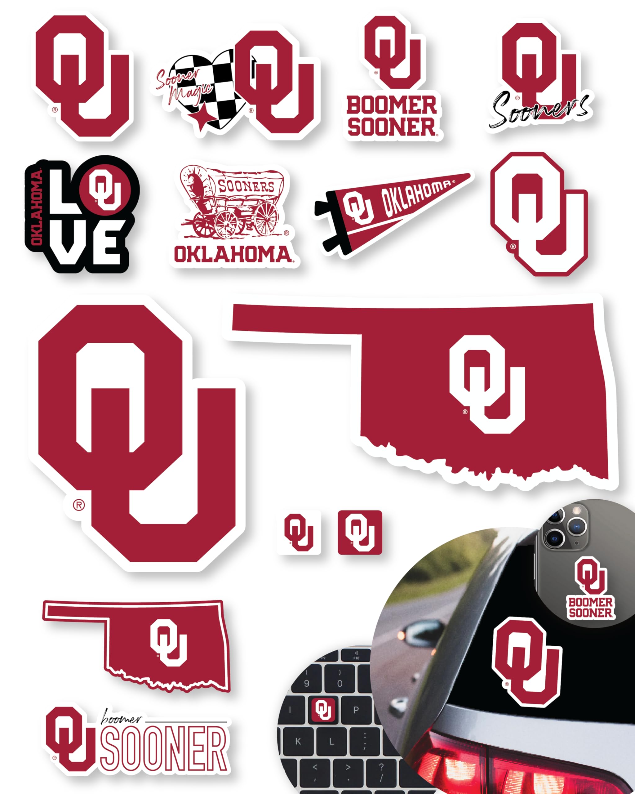 Oklahoma Sooner Stickers for Gift, Car, Water