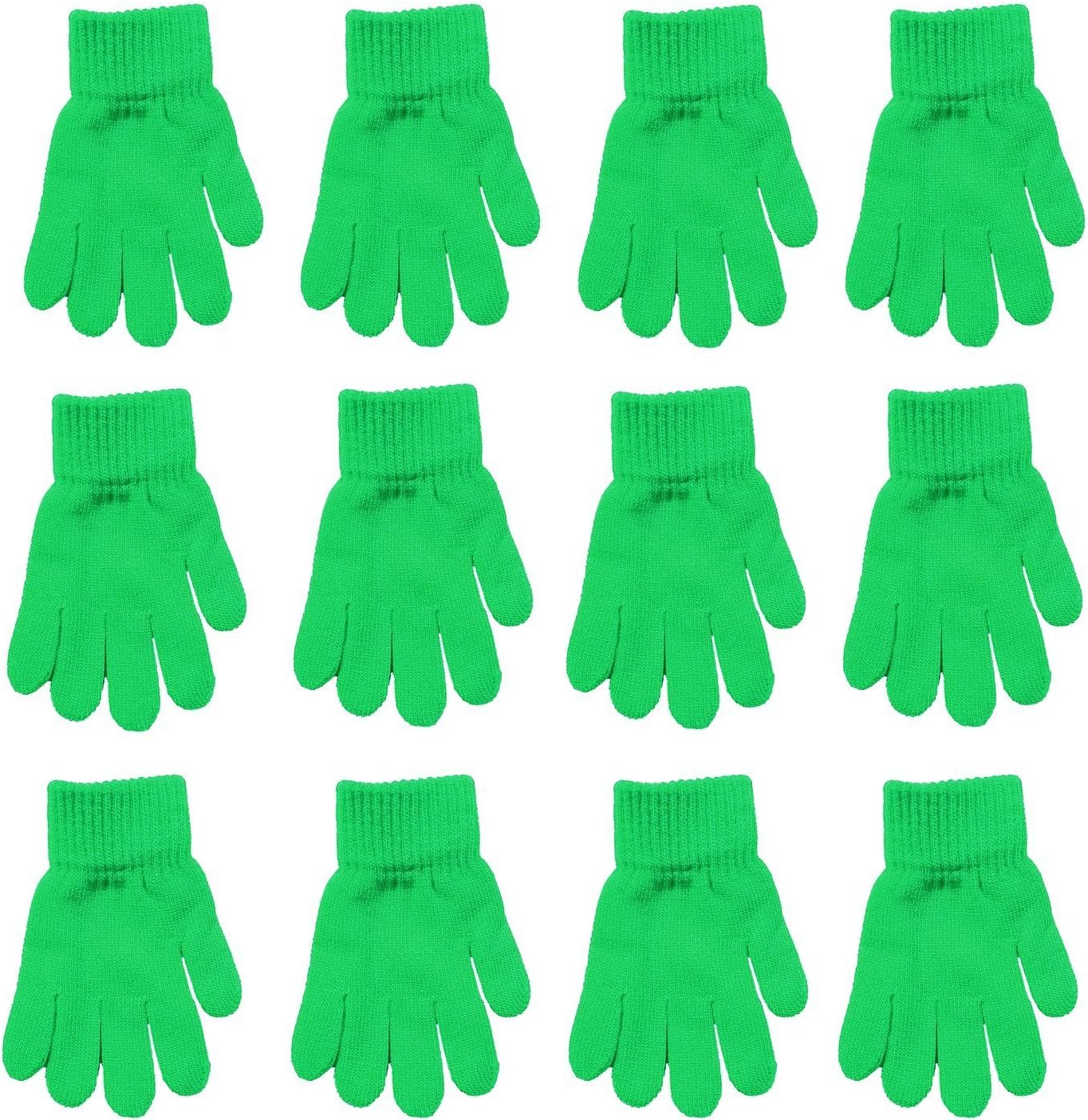 FoMann Kids Magic Gloves Children Knit Gloves Wholesale 12 Pairs(2 to 6 years) (Green)