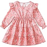 sweetabby Toddler Girl Dress Clothes Ruffle Long Sleeve Casual Dress Floral Boho Outfits Cute Winter Fall Girls Dresses