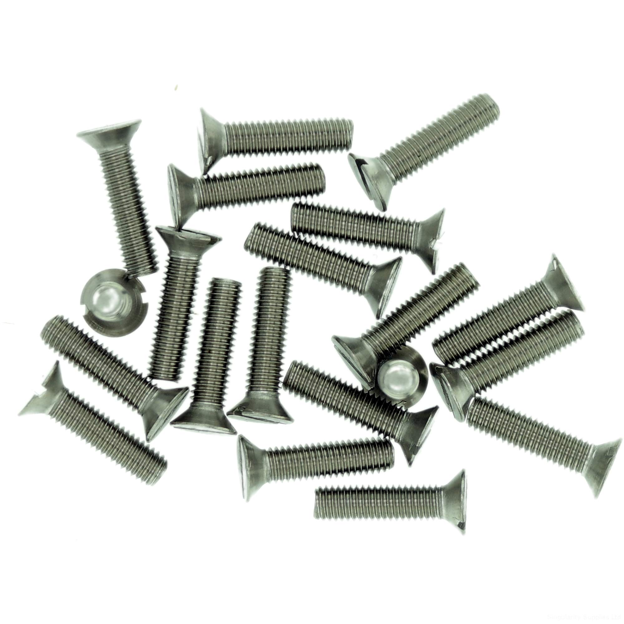 M1.4 (1.4mm x 10mm) Slot Countersunk Machine Screw (Bolt) - Stainless Steel (A2) (Pack of 20)
