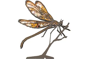 TIVISIY 3D Wooden Animals Carving LED Night Light, Wood Carved Lamp Modern Festival Decoration Home Decor Desktop Desk Table Living Room Bedroom Office Farmhouse Shelf Statues Perfect Gifts (Dragonfly)