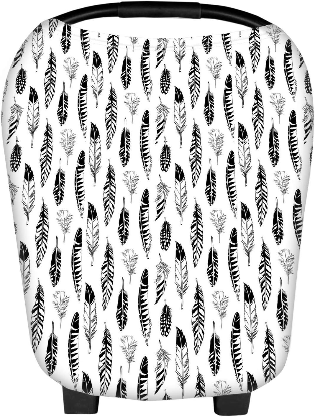 Nursing Cover Carseat Canopy Super Soft Stretchy Cover Multi Use for Newborn Boys Girls Shopping Cart Cover Scarf Light Blanket Stroller Cover (Leaves)