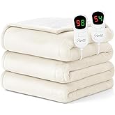 Homemate Electric Heated Blanket King Size - 100"x90" Heating Blanket King Size Dual Control 1/2/4/6/8 Hours Auto-Off 10 Heat Level Over-Heat Protection Flannel Sherpa ETL Certification