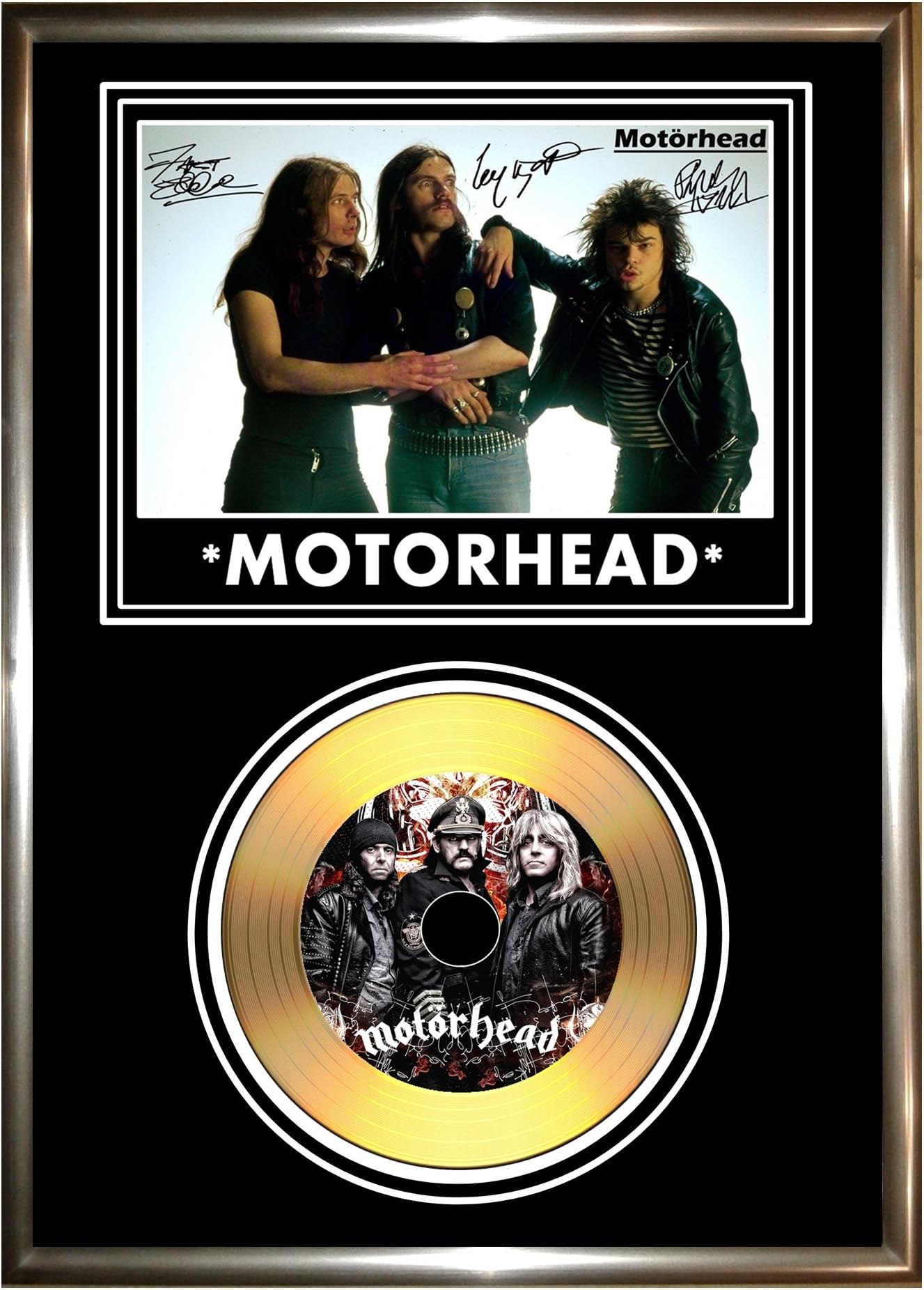 MOTORHEAD - SIGNED FRAMED GOLD CD & PHOTO DISPLAY