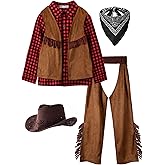 ReliBeauty Kids Cowboy Costume for Boys Cosplay Costumes Birthday Party Christmas Halloween Dress up Gift for Kids 4 Sets