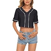 Yuji Itadori Women's Cropped Baseball Jersey T Shirt V Neck Button Adult Summer Casual Sports Solid Color Short Sleeves