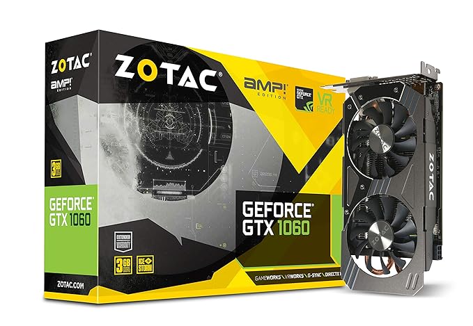 ZOTAC GeForce GTX 1060 AMP! Grafikkarte (NVIDIA GTX 1060, 3GB GDDR5, 192bit, Base-Takt 1582 MHz, Boost-Takt 1797 MHz, 8 GHz)