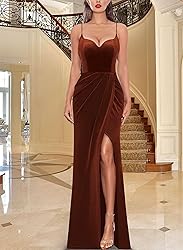 VFSHOW Womens 2025 Winter Velvet Formal Prom Maxi