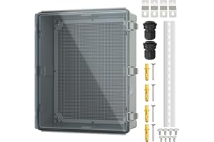 Joinfworld Outdoor Cable Box Enclosure 19.7x15.7x7.9 Waterproof Junction Box Outdoor Clear Nema 4 Electrical Box for WiFi Rou