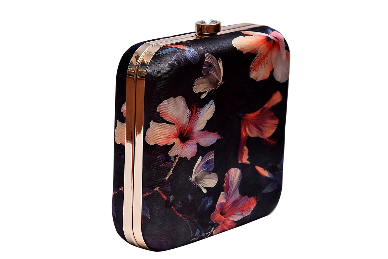 sugarcrush women's hand box clutch with detachable sling(black)