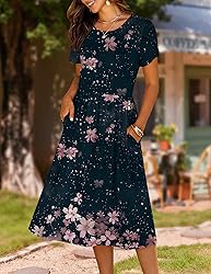 HOTOUCH Sundress with Pockets Womens Tshirt Dress
