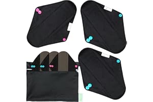 wegreeco Charcoal Reusable Menstrual Pads - Reusable Sanitary Pads | Reusable Panty Liners | Soft Cloth Menstrual - 6 Pack wi