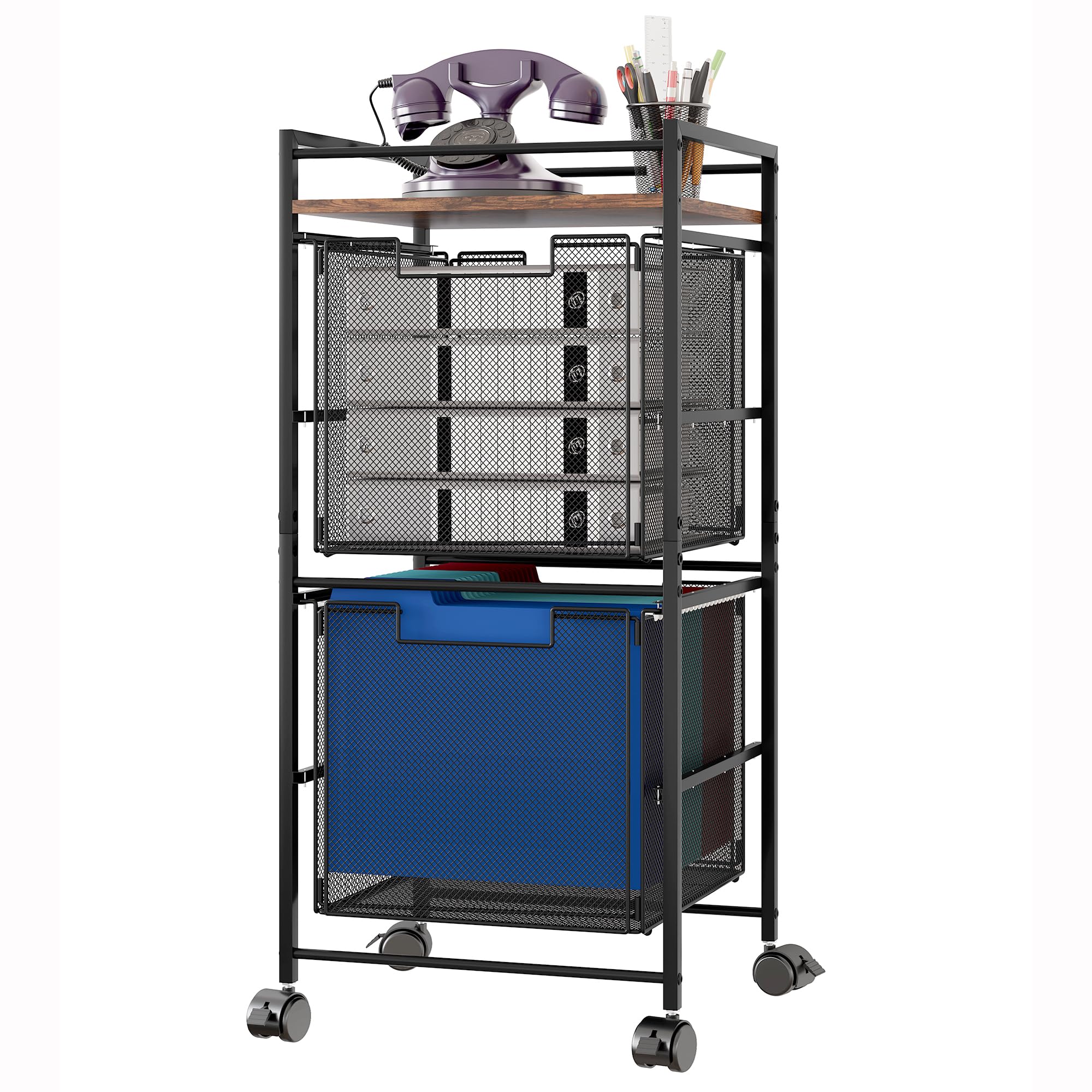 superbpag Rolling File Cart, File Cabinet with 2 Storage Drawers ...