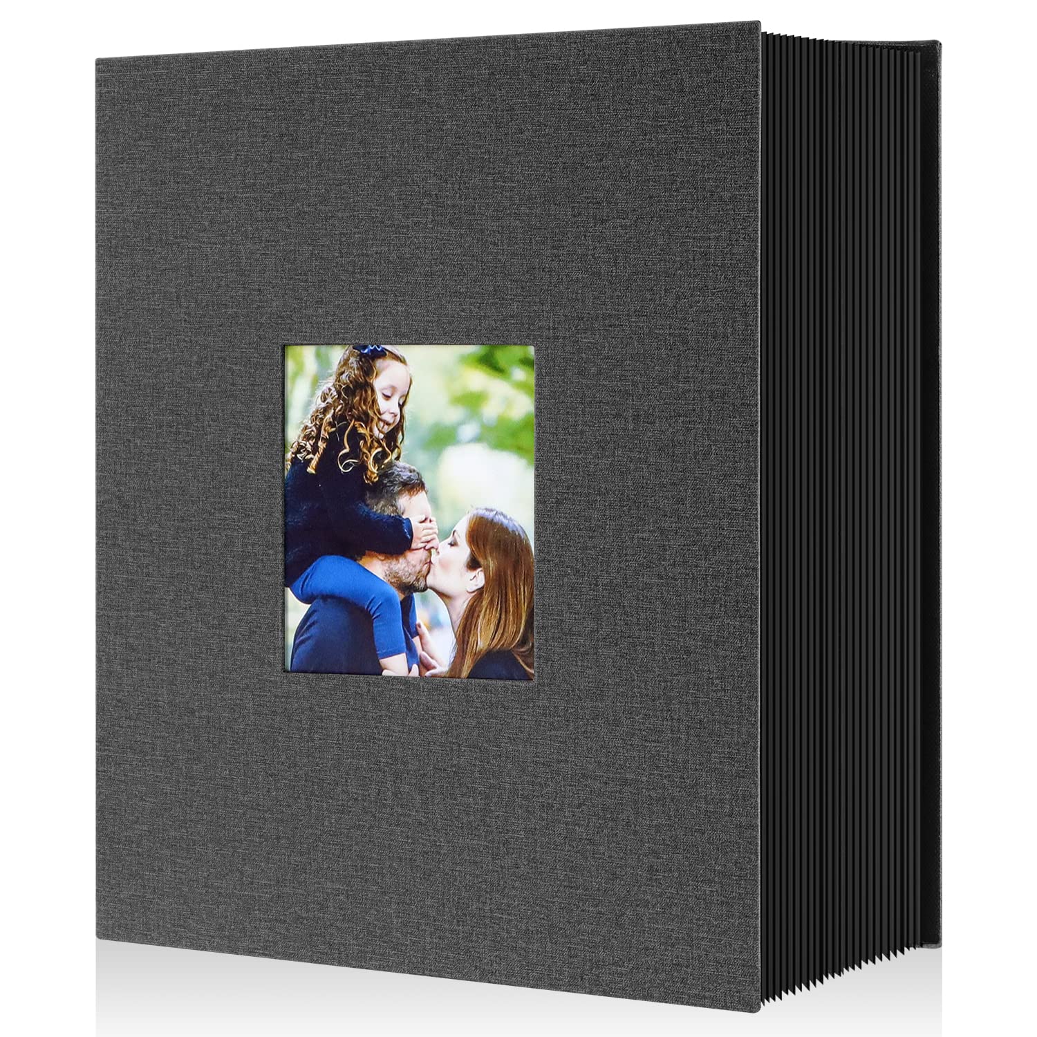Lanpn Photo Album 10 x 15 cm, 1000 cm, Large Giant Format Linen Fabric Album for Horizontal Vertical Photos (Black)