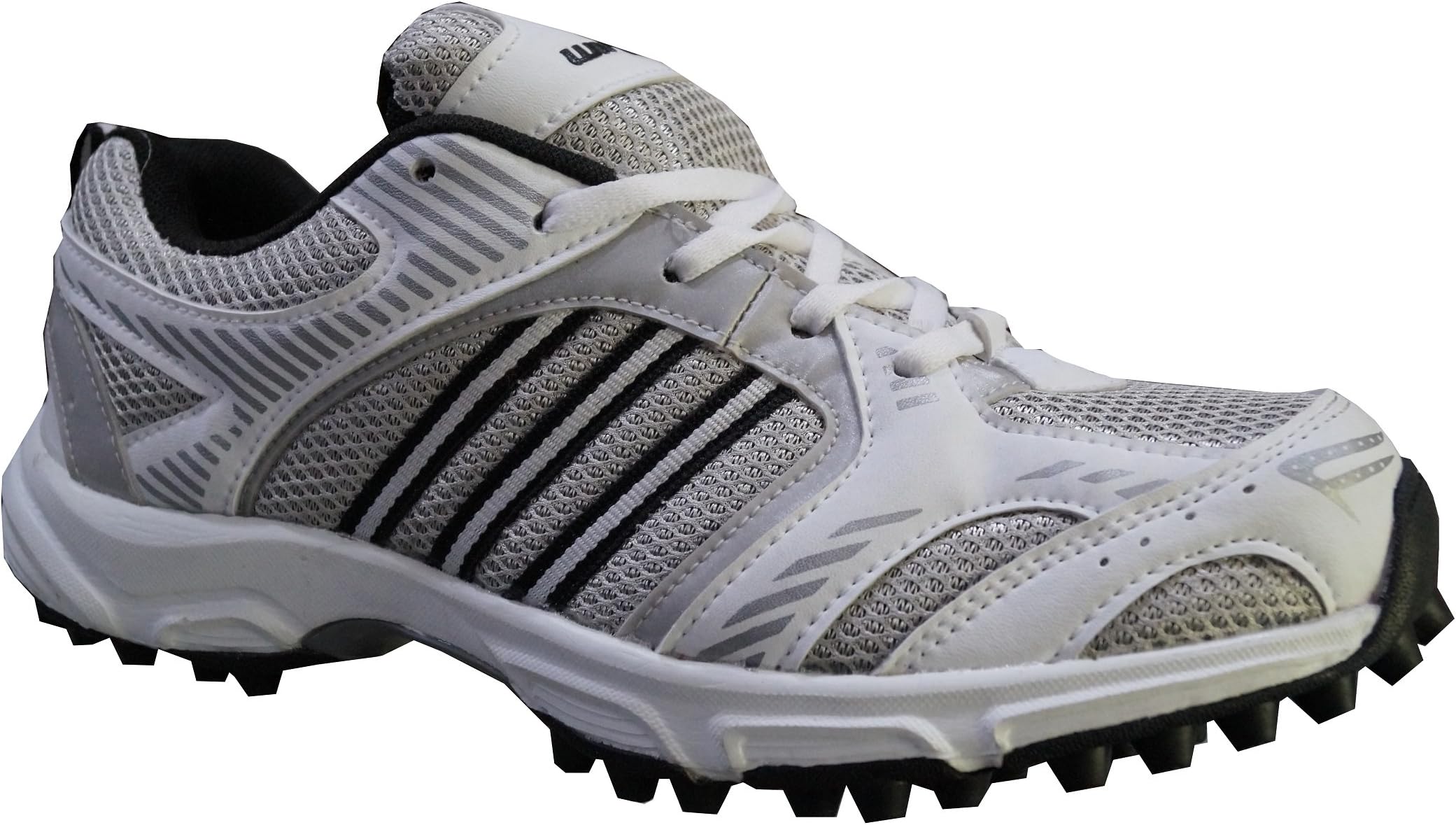 WINART Diablo White Mesh Rubber Spikes Cricket Shoes