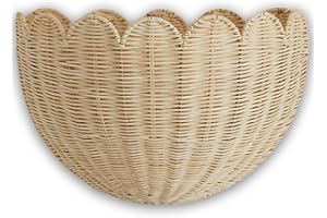 BEBE BASK Scalloped Wicker Wall Basket - The Original - Hand Woven Basket - Scalloped Décor Wall Hanging Baskets -16" x 10" x 7"In - Hanging Wall Basket (Natural)