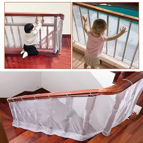 Safe-O-Kid Strong Fine Mesh Fall Prevention Safety Net (White)