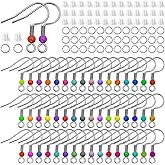 Earring Hooks for Jewelry Making,Stainless Steel Ear Wires with Jump Ring Clear Silicone Earring Back for DIY Earring Making