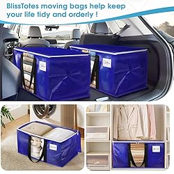 BlissTotes 6 Pack Moving Bags with Clear