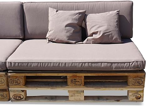Nordje Comfort Pallet Cushion Set Consisting Of Seat Cushion 120 X 80 Cm And Backrest 120 X 40 Cm For Your Outdoor Pallet Lounge Taupe Including Decorative Cushions 2 Pieces Amazon De Garden Kissen 120 X 80