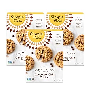 Simple Mills Almond Flour Baking Mix, Gluten Free Chocolate Chip Cookie Dough Mix, Made with whole foods, 3 Count (Packaging May Vary)