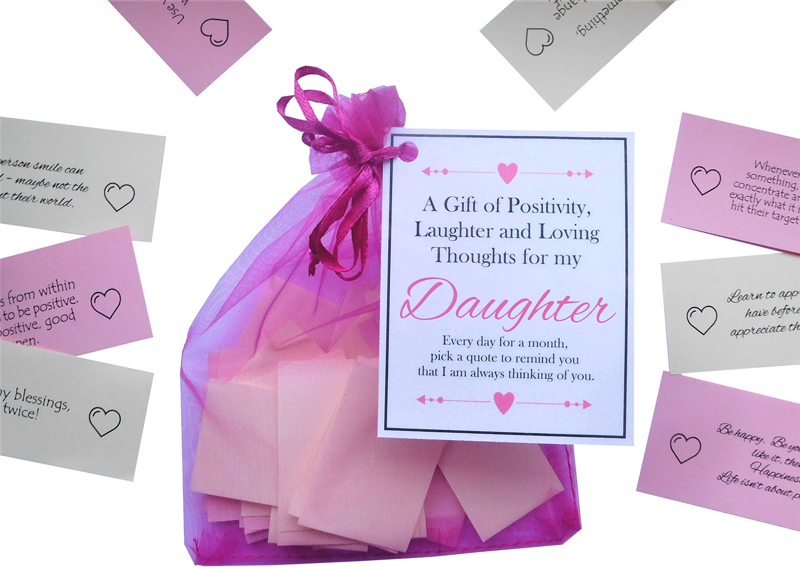 SMILE GIFTS UK Handmade Daughter Gift Quotes of Positivity, Laughter and Loving Thoughts. 31 Inspirational Quotes for Each Day of The Month. Letterbox Friendly.