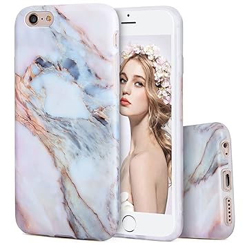 iPhone 6 Marble Case,Imikoko&trade; Slim-Fit Anti-Scratch Shock Proof [Stone Texture Collection] Print TPU Soft Case for iPhone 6/6S (4.7 inch) (iPhone 6/6s, Turquoise)