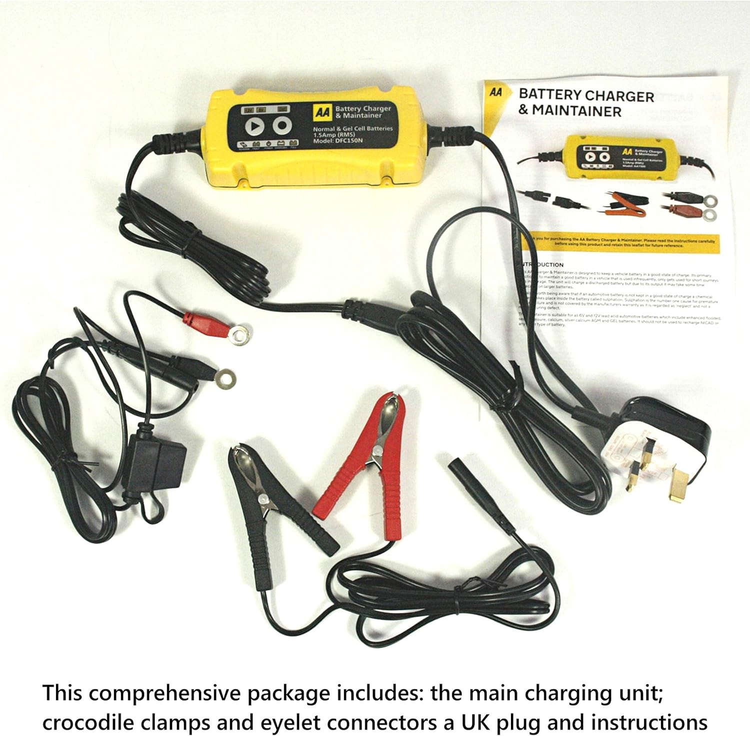 Aa 1 5 Amp 6 V 12 V Car Battery Charger Maintainer Aa4956 Uk Plug Fully Automatic With Crocodile Clamps Eyelet Connectors As Used By Aa Patrols Amazon Co Uk Car Motorbike
