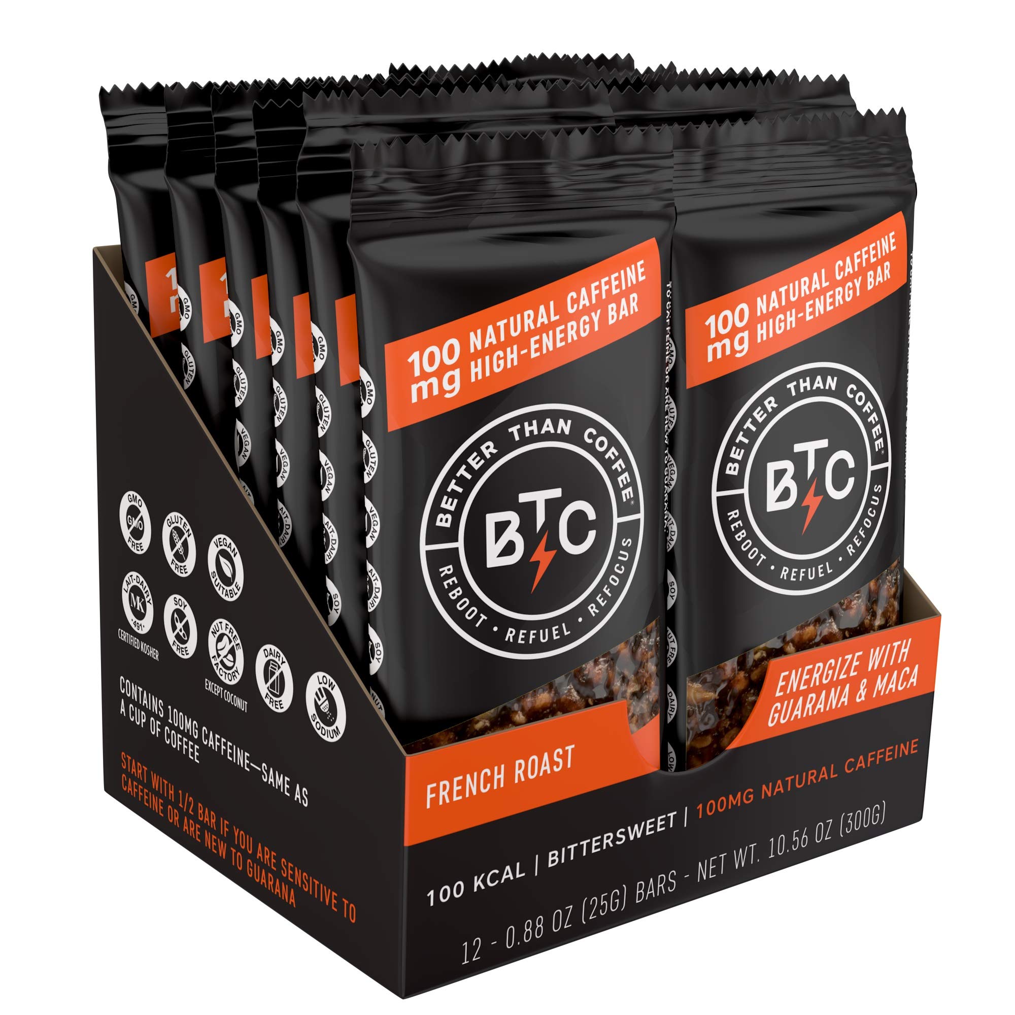 Better Than Coffee Energy Bars Gluten Free, Vegan, Low Sugar, Low Carb with Added