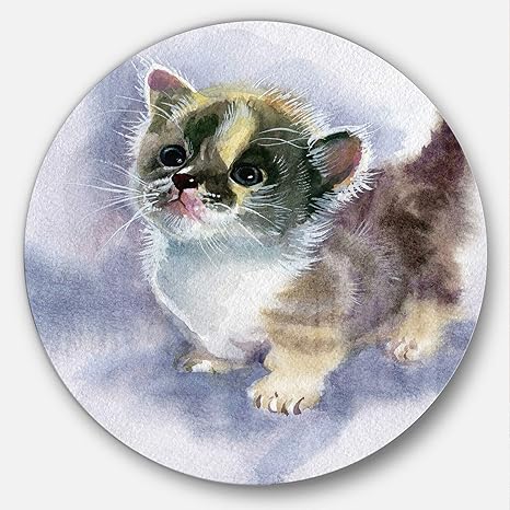 Amazon Designart 可愛い猫 水彩画 動物 38x38 Disc Of 38 Inch ブルー Mt C38 アートフレーム ポスター オンライン通販