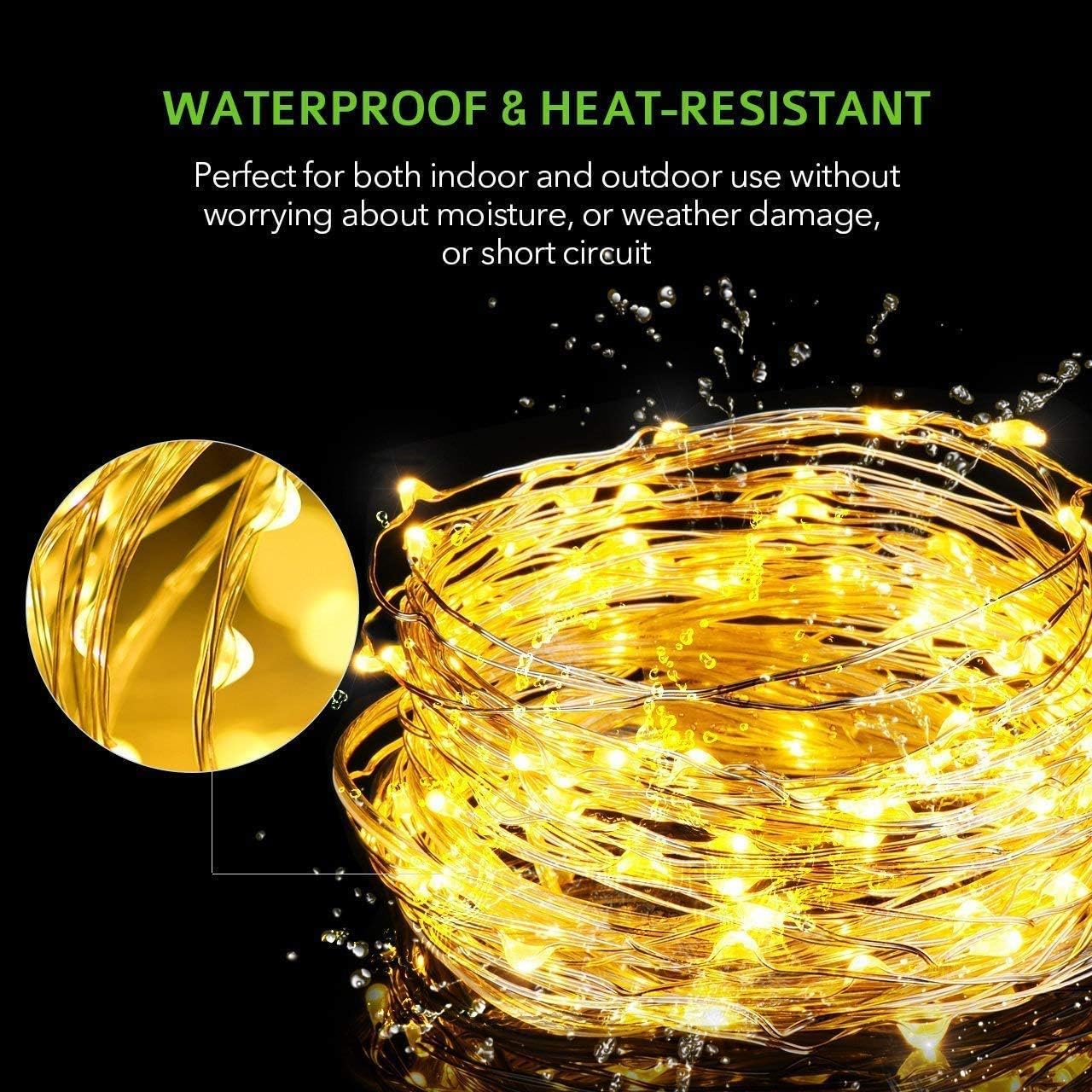 2 Pack Solar String Lights,100 LED 10M/33ft 8 Modes Solar Fairy Lights, Waterproof Solar Powered Lights for Home Garden Patio Window Yard Party Wedding Christmas Indoor Outdoor Lighting Decoration Use - Image 4