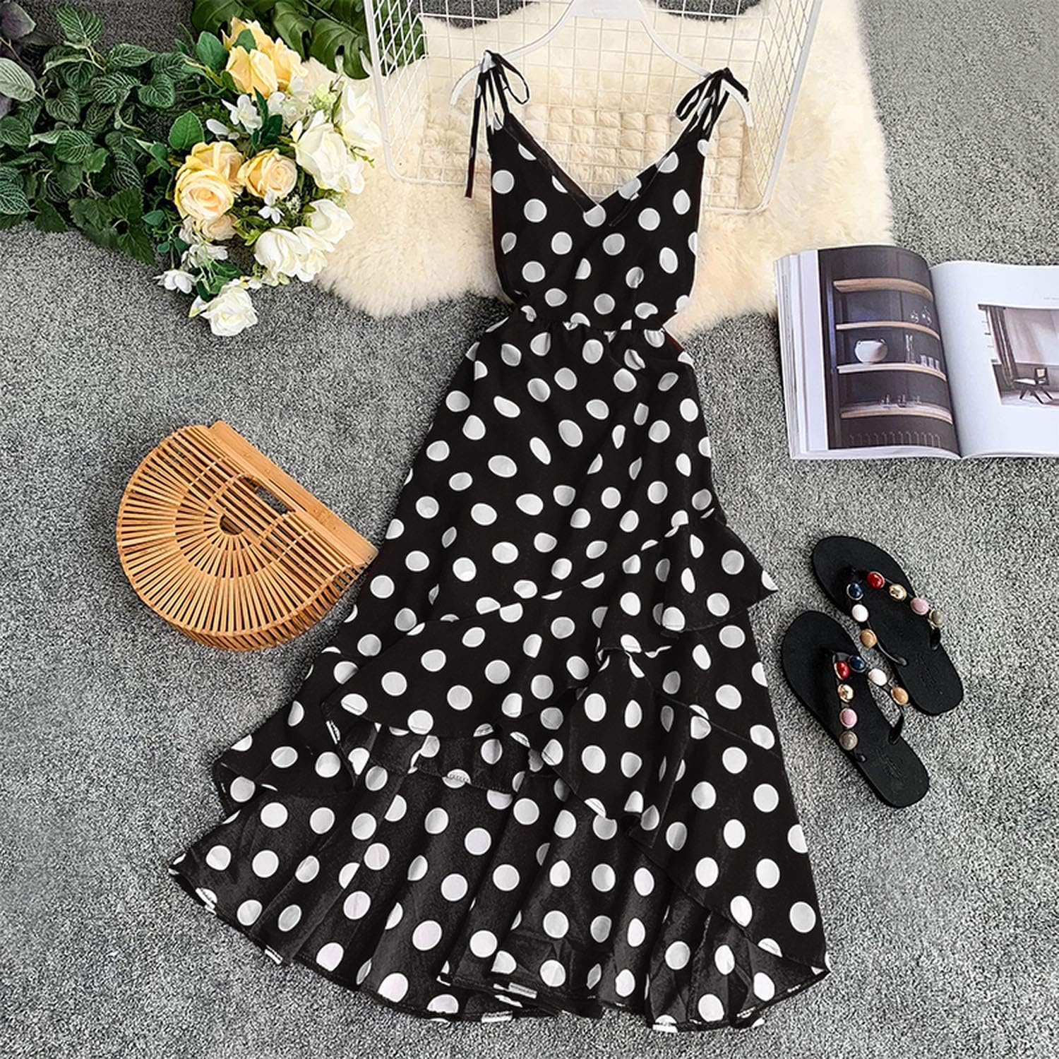 red and black summer dress