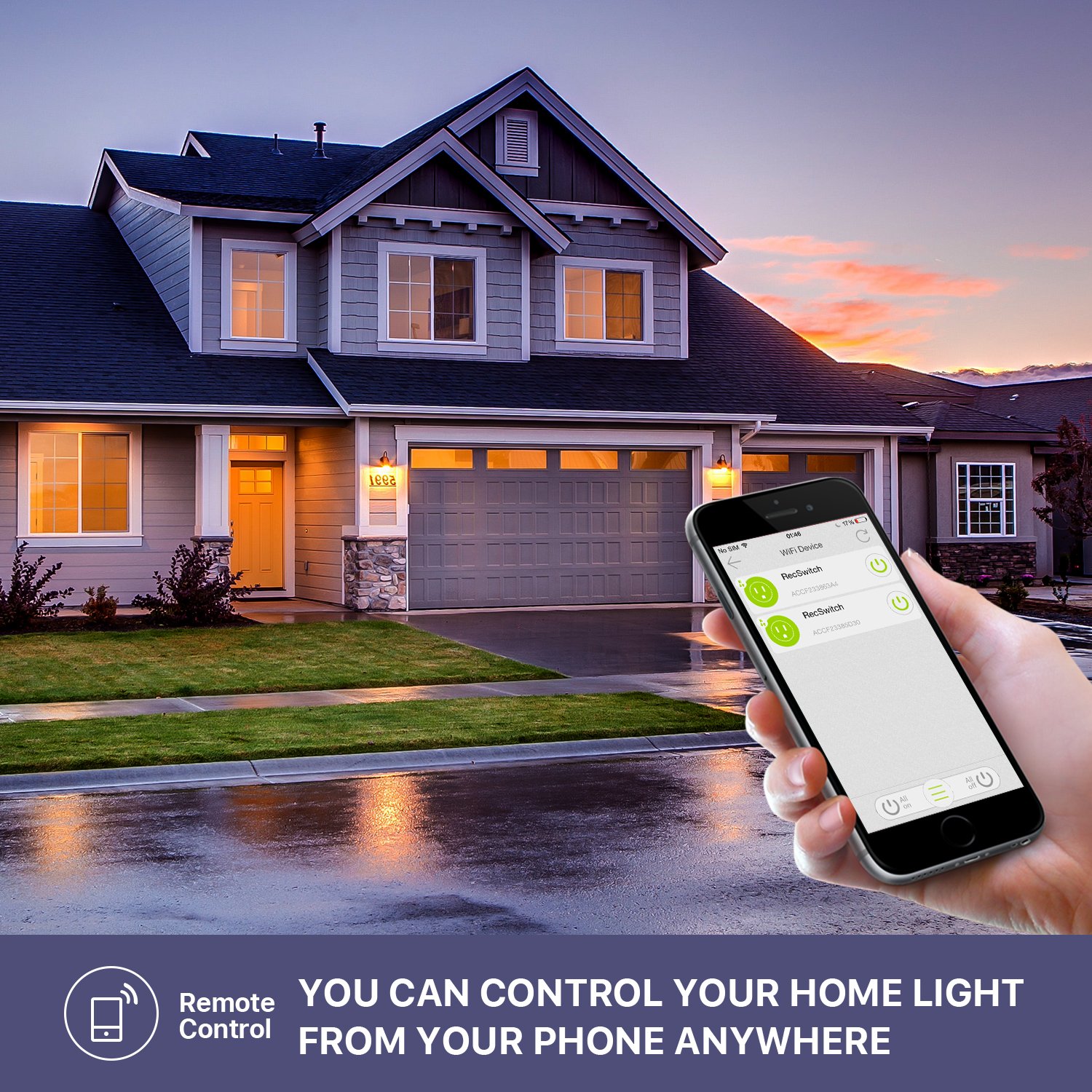 Ankuoo REC Wi-Fi Light Switch with Push Notification, Works with Alexa, New Firmware with AP Mode, NOT Plug & Play, Limited DIY Required, White