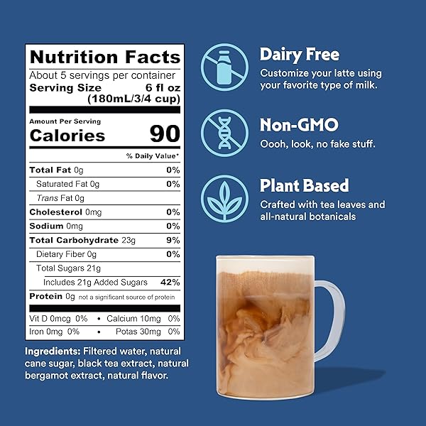 STASH EARL’S DELIGHT LATTE – DAIRY FREE PLANT BASED BLACK TEA CONCENTRATE – CAFFEINATED – 32 FL OZ, 5 SERVINGS