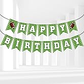 Football Party Banner Green White - Touch Down Game Day Bunting Sign for Birthday Decorations, Tailgate Decor, Football Graduation - Sports Party Supplies for Boys and Men