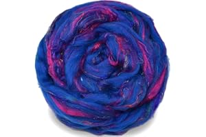 LIVING DREAMS YARN Merino & Sari Silk Fiber Blend for Spinning & Felting. Super Soft Combed Top. Ganesha