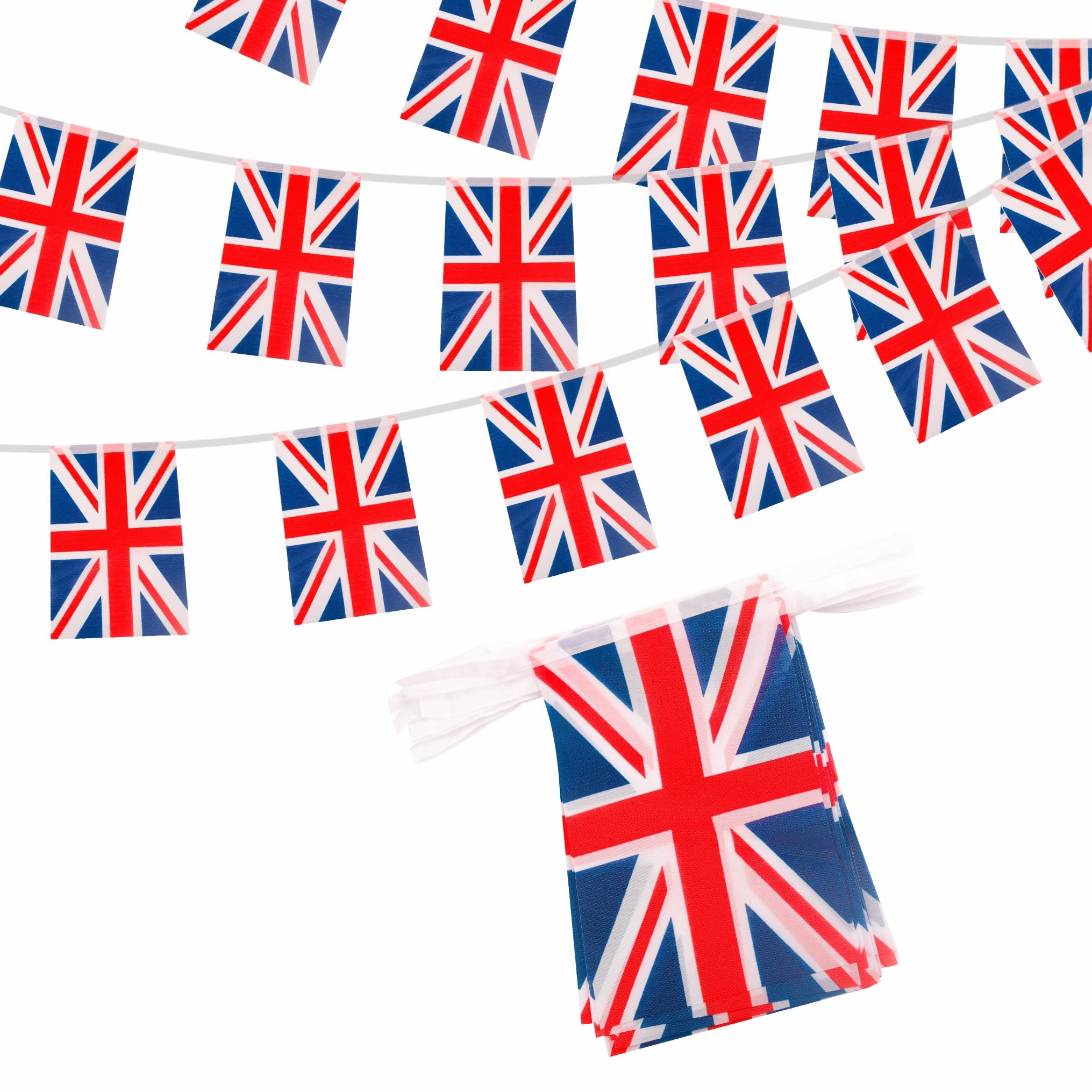 Union Jack 10m 30 Flag Bunting - British, Great Britain, United Kingdom - Oly 2024 Sports Events & Royal Party Decorations