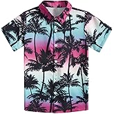 UNICOMIDEA Little & Big Boys Hawaiian Shirt Kids Tropical Luau 3D Print Button Down Shirts for 3-14 Years Old