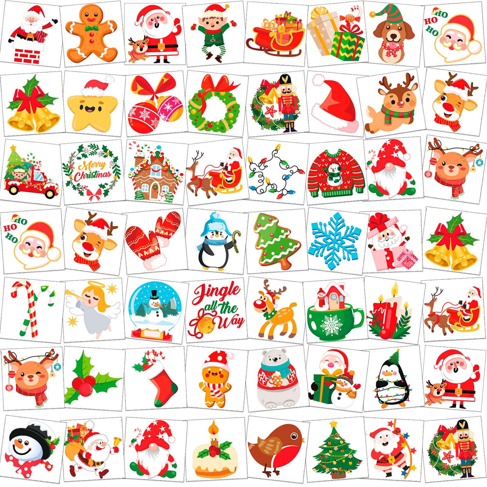 HOWAF Christmas Tattoos for Kids, 96pcs Christmas Temporary Tattoos for Kids Christmas Decorations Xmas Tattoos Stocking Fillers Kids Christmas Eve Box Fillers Christmas Party Supplies Favors